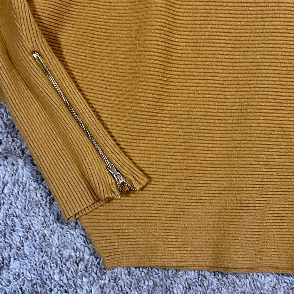 CARMEN MARC VALVO I Womens Ochre Ribbed Cropped Sweater I‎ XL I Dolman Sleeve - Picture 7 of 10
